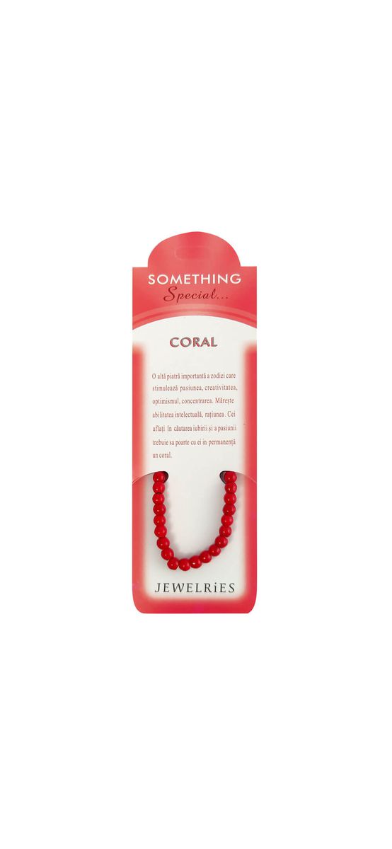 Set bratara pietrele Coral pe felicitare personalizata, piatra semipretioasa pentru eliberarea energiilor negative, elastica rosu