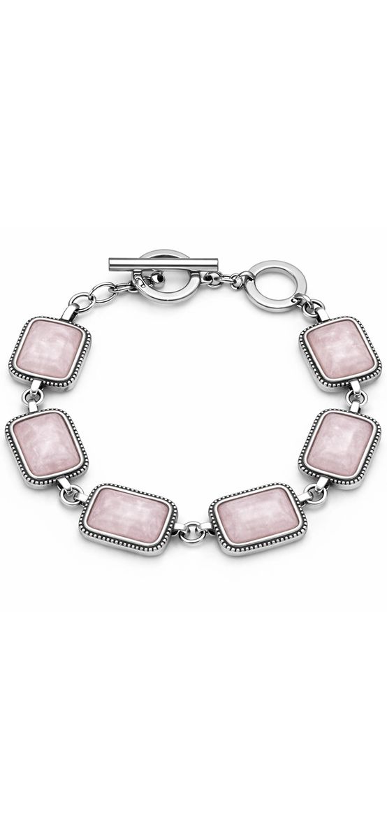 Bratara 6 pietre alb roziu, reglabila cu incuietoare toggle