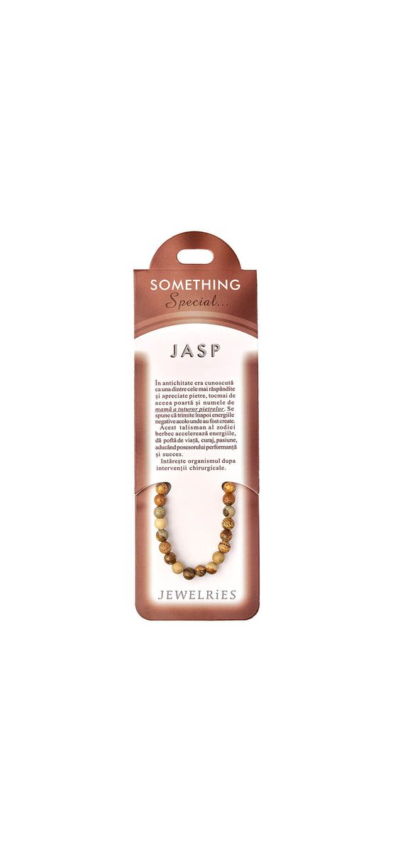 Set bratara Jasp cu felicitare personalizata, talisman pentru vindecare, pietre semipretioase rotunde 6 mm, femei barbati