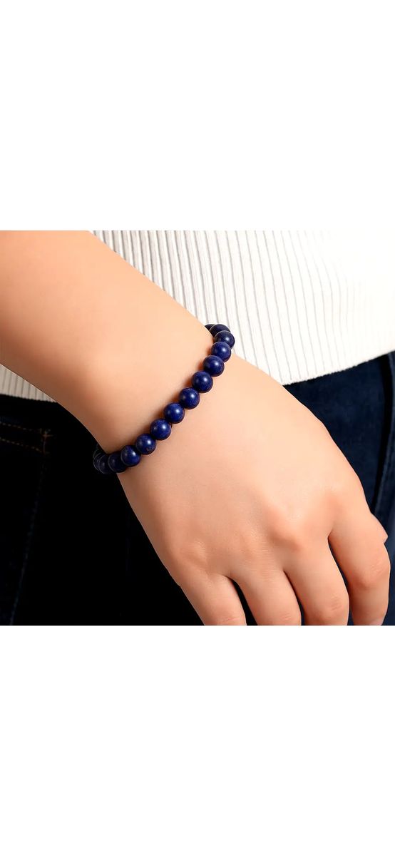 Set bratara Lapis lazuli felicitare personalizata, piatra protectie energii negative, femei barbati elastica