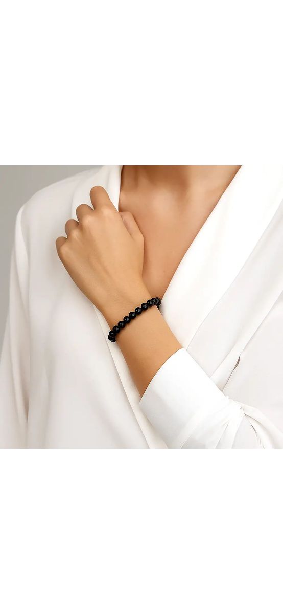 Set bratara Onix cu felicitare personalizata, amuleta pentru forta interioara, femei barbati, elastica neagra