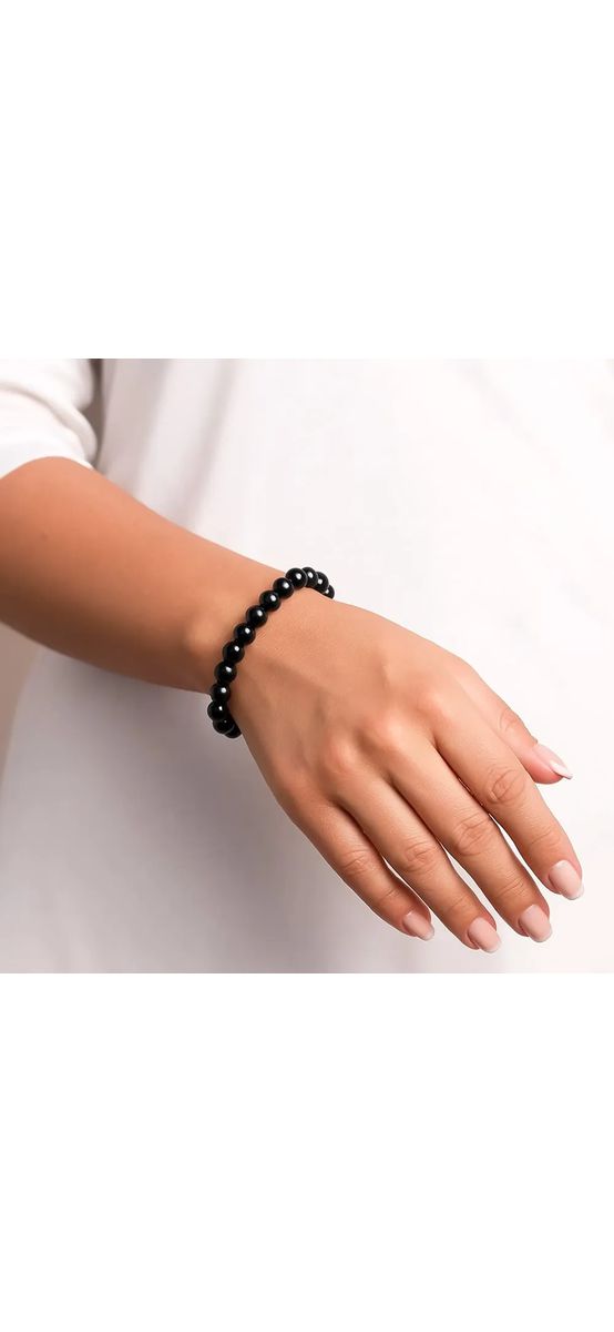 Set bratara Onix cu felicitare personalizata, amuleta pentru forta interioara, femei barbati, elastica neagra