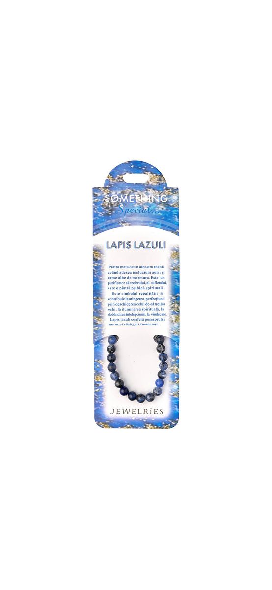 Set bratara Lapis lazuli felicitare personalizata, piatra protectie energii negative, femei barbati elastica