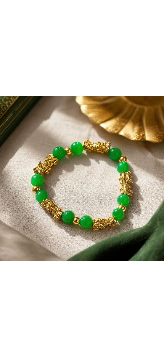 Bratara Pi Xiu si jad verde, piatra protectie, femei barbati, elastica
