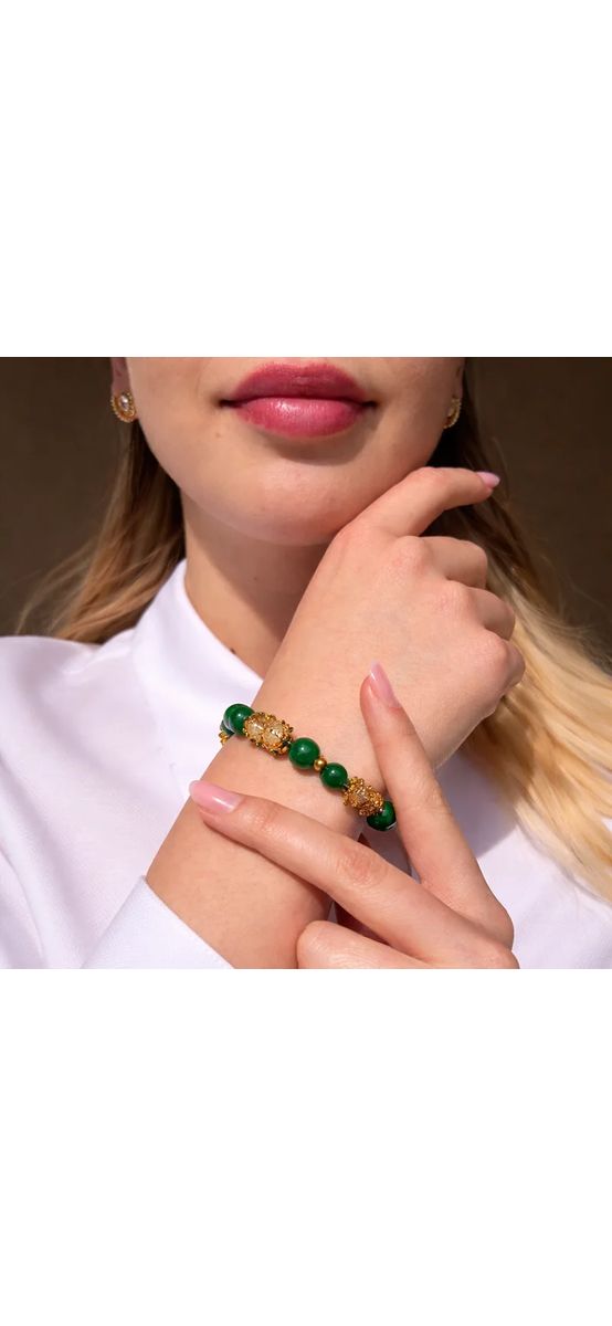 Bratara Pi Xiu si jad verde, piatra protectie, femei barbati, elastica