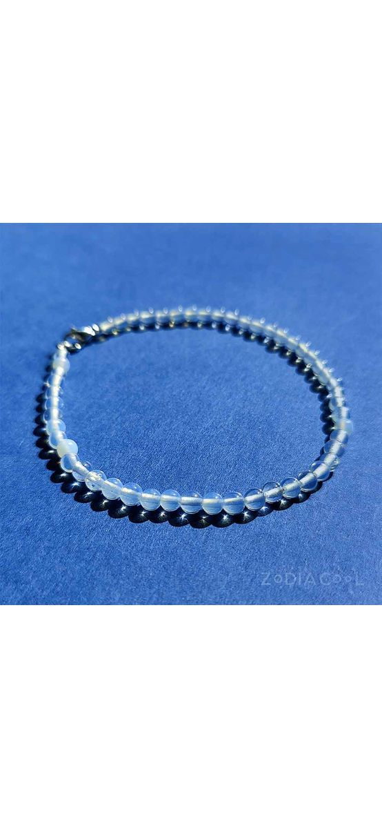 Bratara cuart Opal sau piatra lunii, cca 47 pietricele mici 4 mm alb-albastru