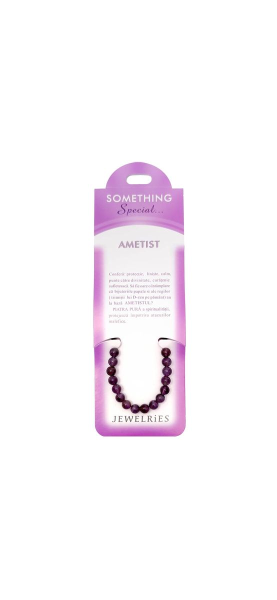 Set bratara Ametist cu felicitare personalizată, piatra divinității și a succesului în afaceri, mov 6 mm