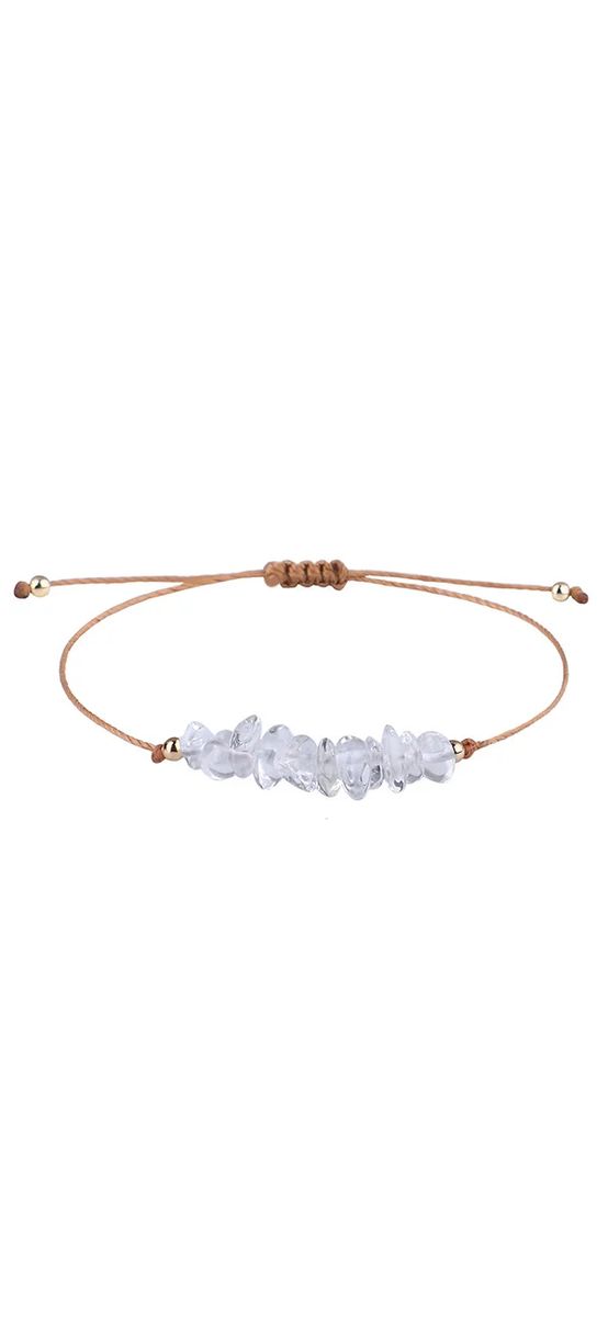 Brățară șnur cuarț, 7 cristale naturale, reglabilă