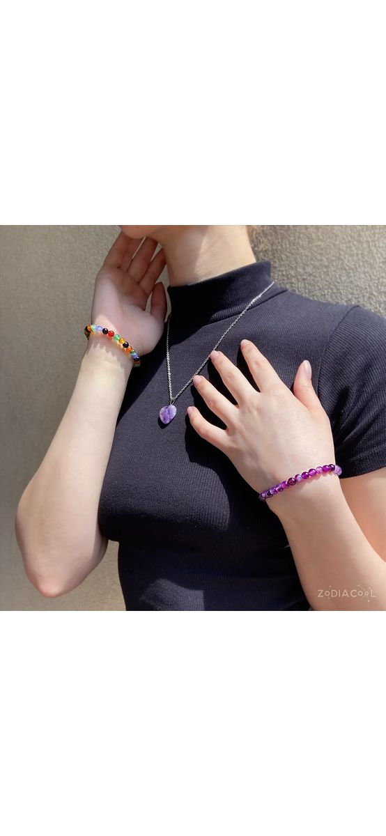 Set bratara Agata multicolor cu felicitare personalizata, talisman impotriva energiilor negative, pietre semipretioase rotunde 6 mm elastica