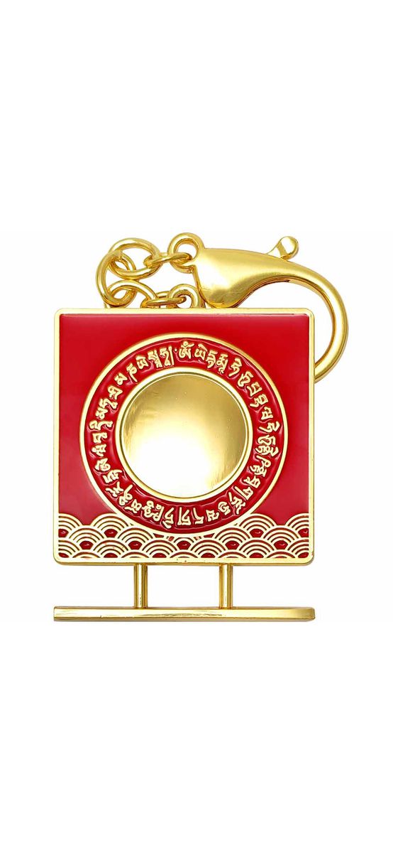 Breloc 3 gardieni, amuleta feng shui contra energiei negative, metal solid roșu 11 cm