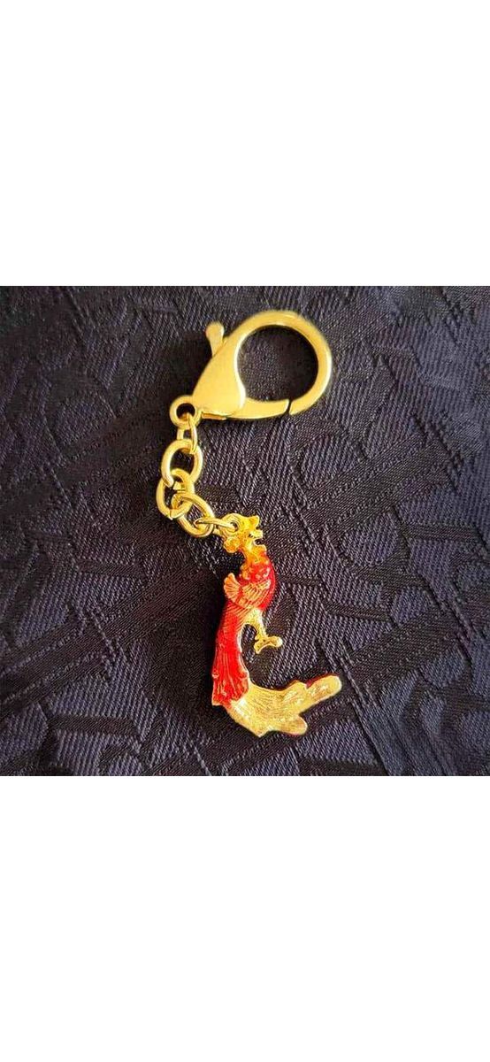 Breloc Phoenix, amuletă feng shui de noi oportunități și succes, metal solid roșu
