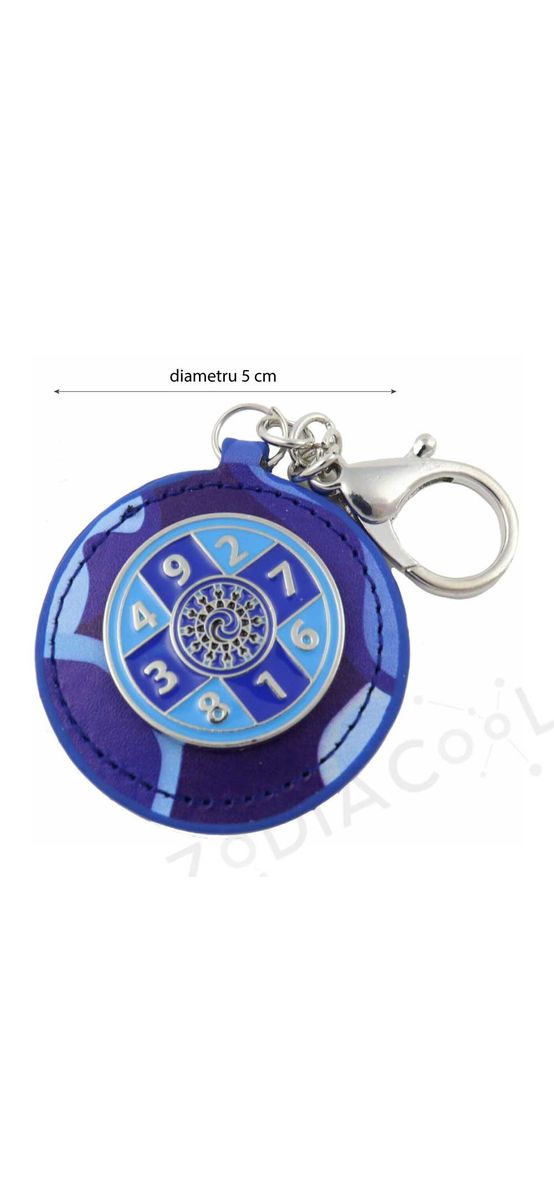 Breloc Suma de 10, amuletă feng shui de multiplicare noroc, metal solid de calitate albastru 12 cm