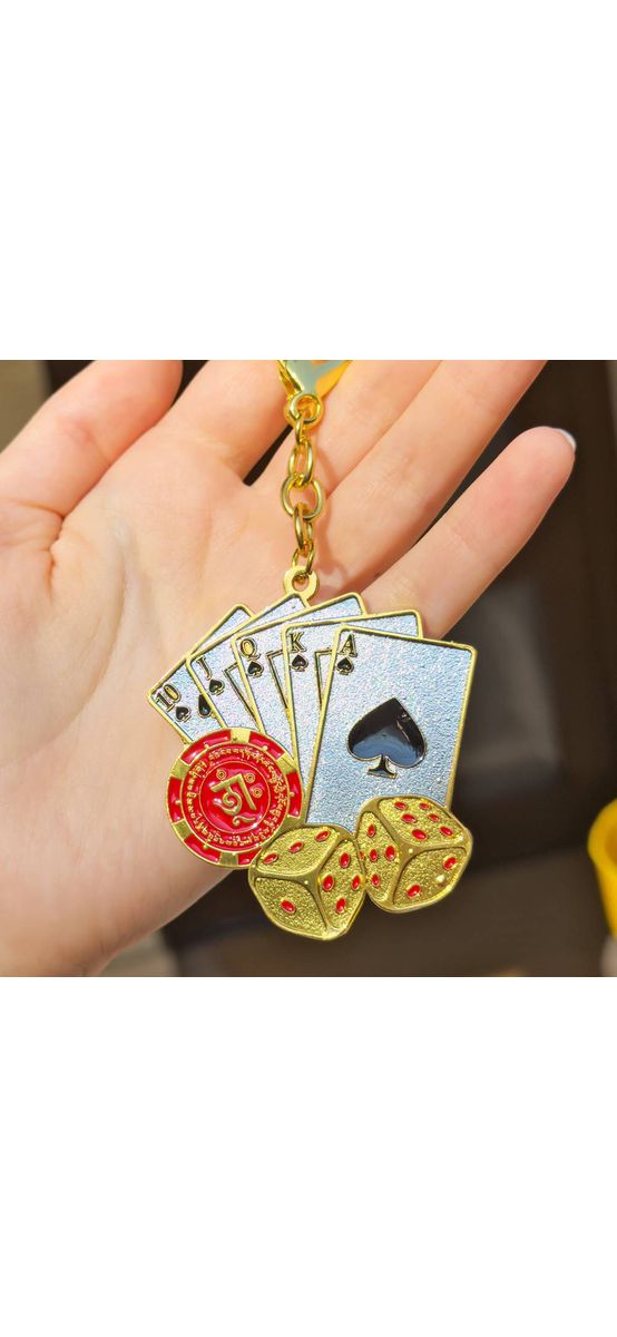 Breloc Chintă royală cu mantra de bogăție, amuletă pentru noroc și câștiguri, metal alb 10.5 cm