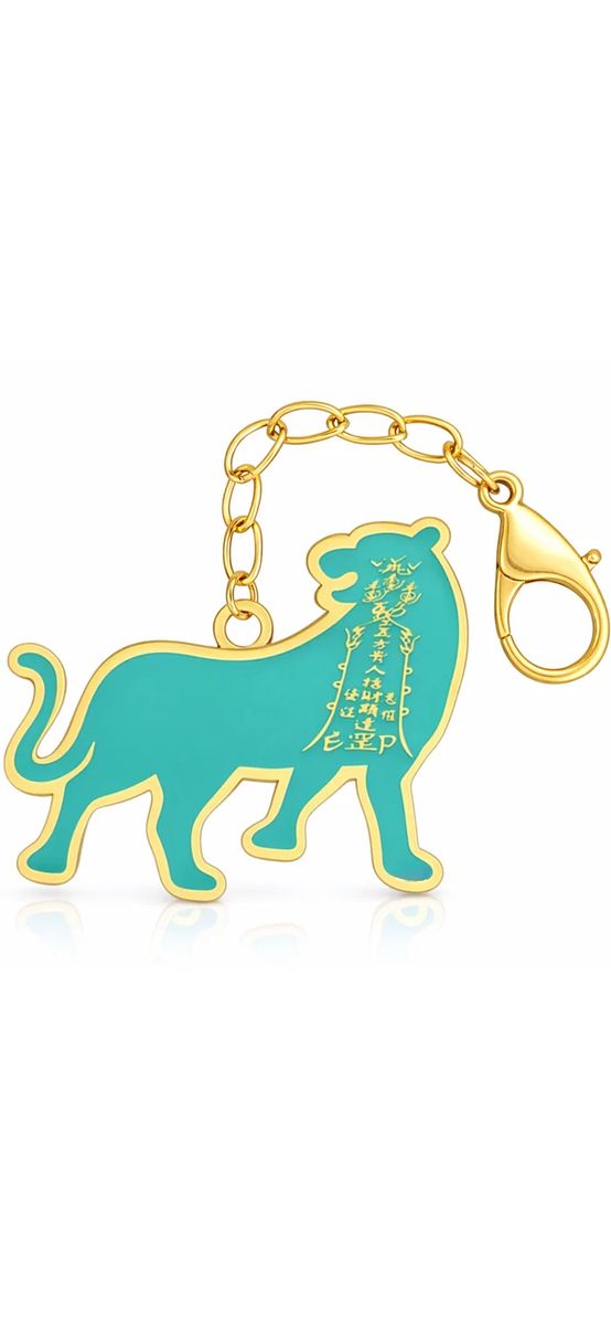 Breloc Amuletă zodia Tigru 2026, metal solid Verde