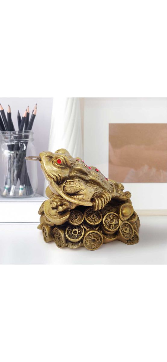 Broasca Feng Shui mare, amuleta banilor cu monede chinezesti, 13 cm