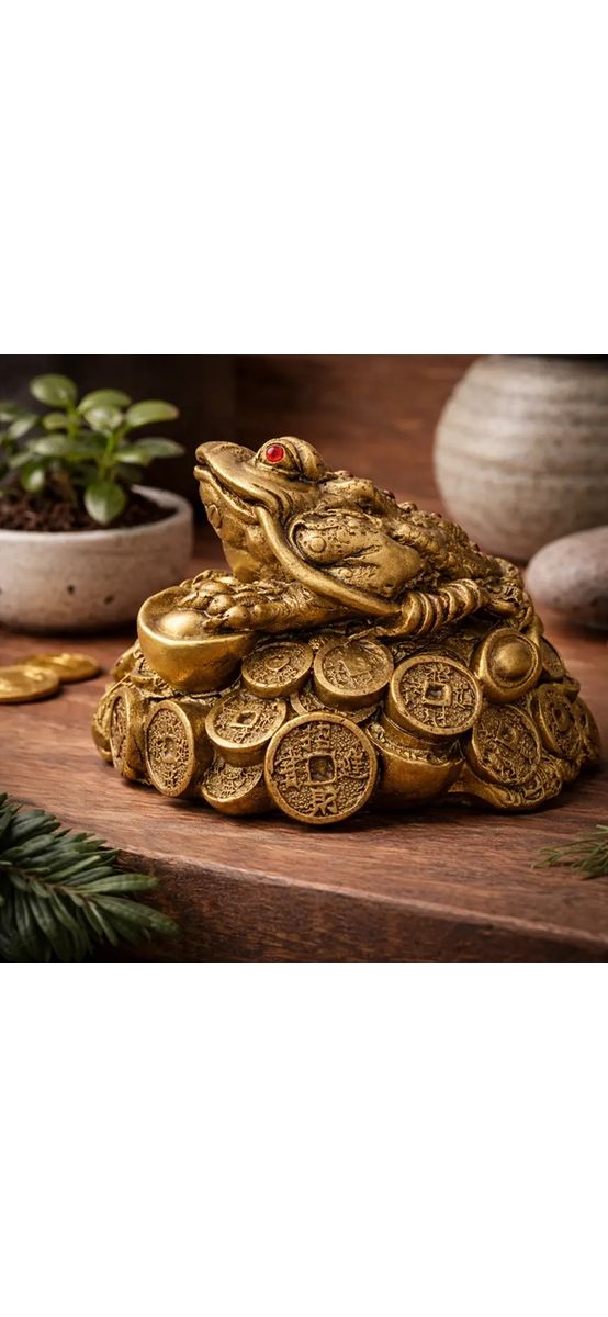 Broasca norocoasă Feng Shui mare, amuleta banilor cu monede chinezești, 135 mm