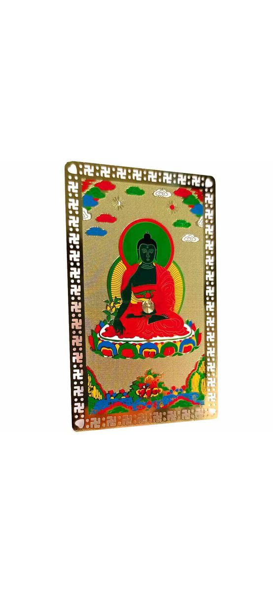 Card Buddha medicinei cu pasăre Garuda, amuleta pentru protectie boli, metal auriu suport inclus