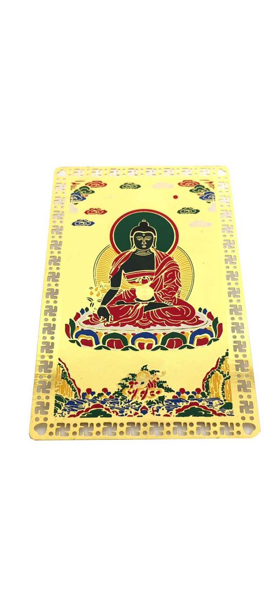 Card Buddha medicinei cu pasăre Garuda, amuleta pentru protectie boli, metal auriu suport inclus