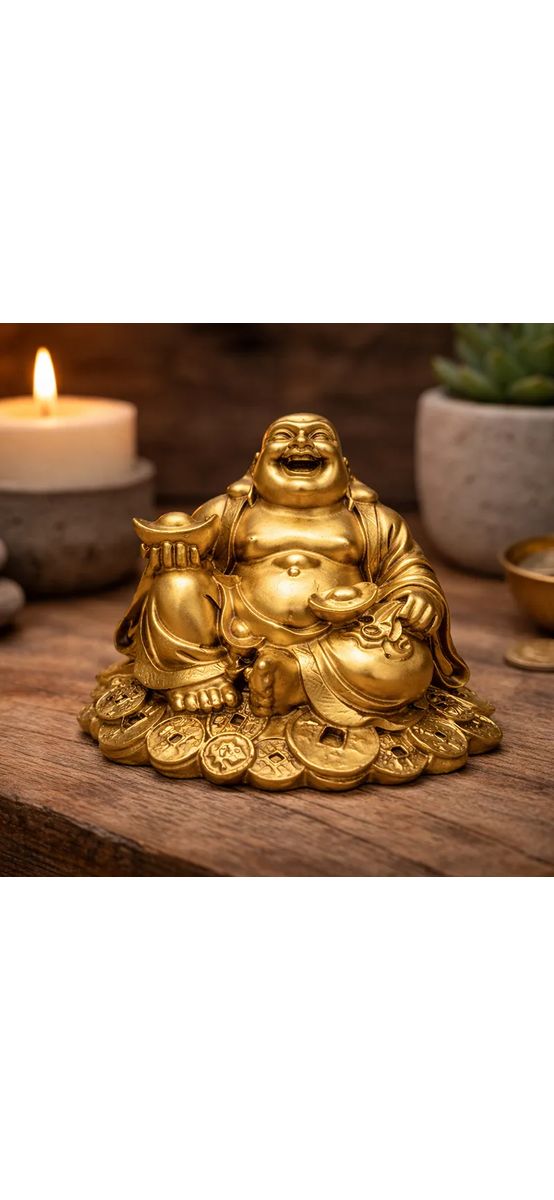 Buddha vesel al fericirii, statueta auriu 65 mm