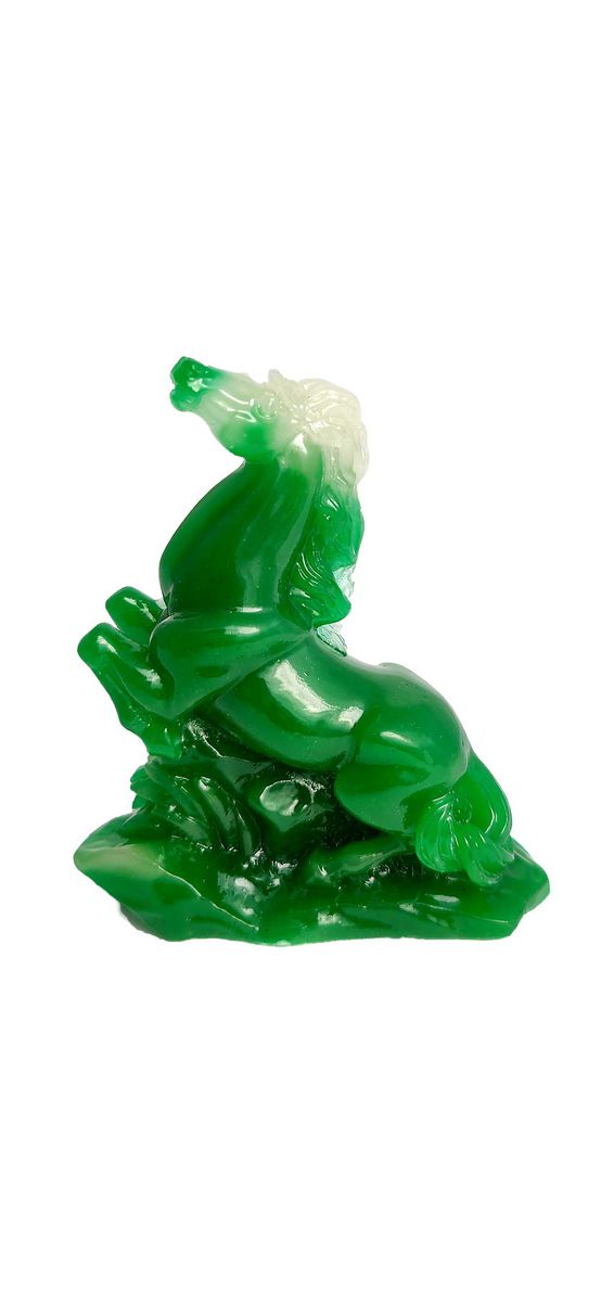 Cal jad in doua picioare, statuieta feng shui pentru reusite si victorii, verde