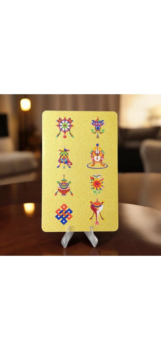 Card Copacul Banilor, amuleta bani cu 8 simboluri norocoase, auriu
