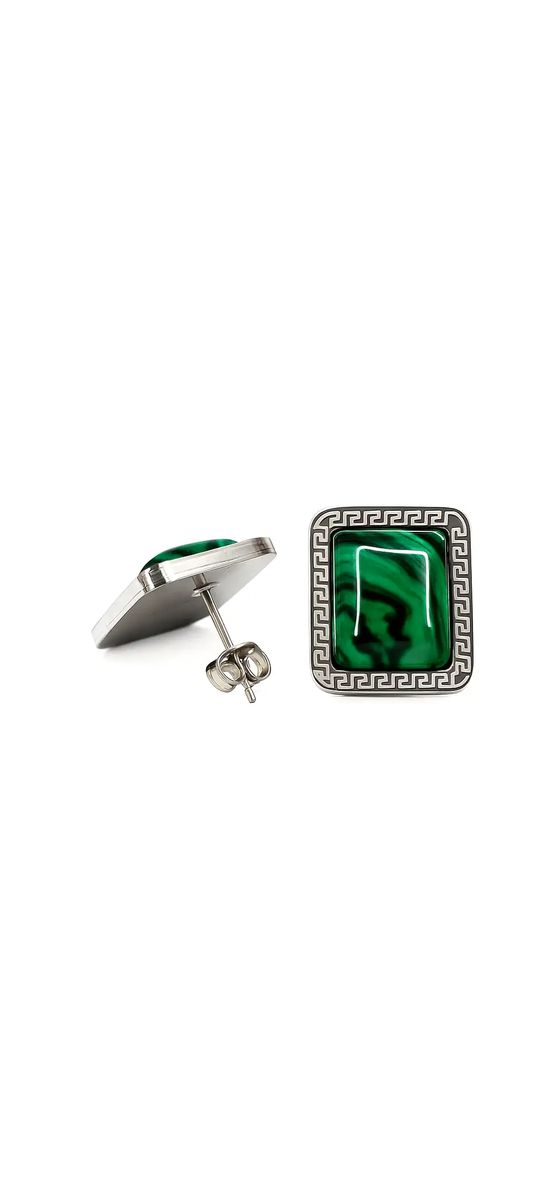 Cercei Malachit pin, tija cu opritor inoxidabil