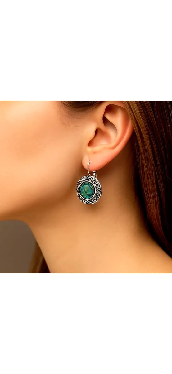 Cercei Mother of Pearl piatra nacru sau sidef, piatra prosperității, rotundă multicolor