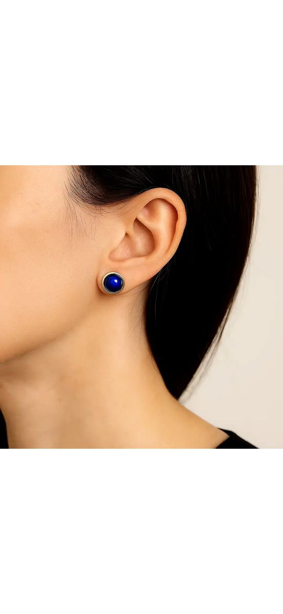 Cercei mici piatra Lapis Lazuli, naturală 10 mm albastră, surub inoxidabili