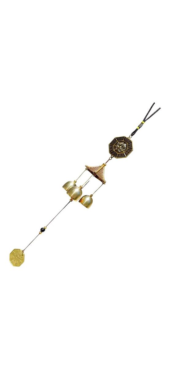 Clopoței de vânt din metal cu 2 pa kua, simbol Yin-Yang și Dragon, pagoda, 3 clopotei decorațiune elegantă pentru balcon sau grădină, cu sunet plăcut și relaxant, 45 cm