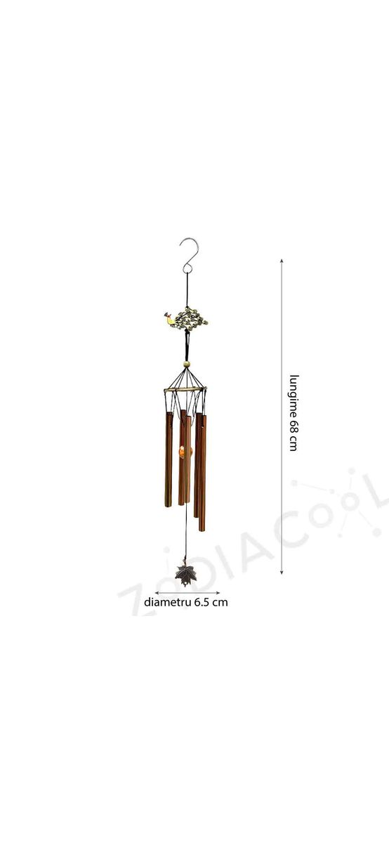 Clopotei metalici de vant cu pauni, simbol pentru succes, decoratiune casa si gradina, 68 cm
