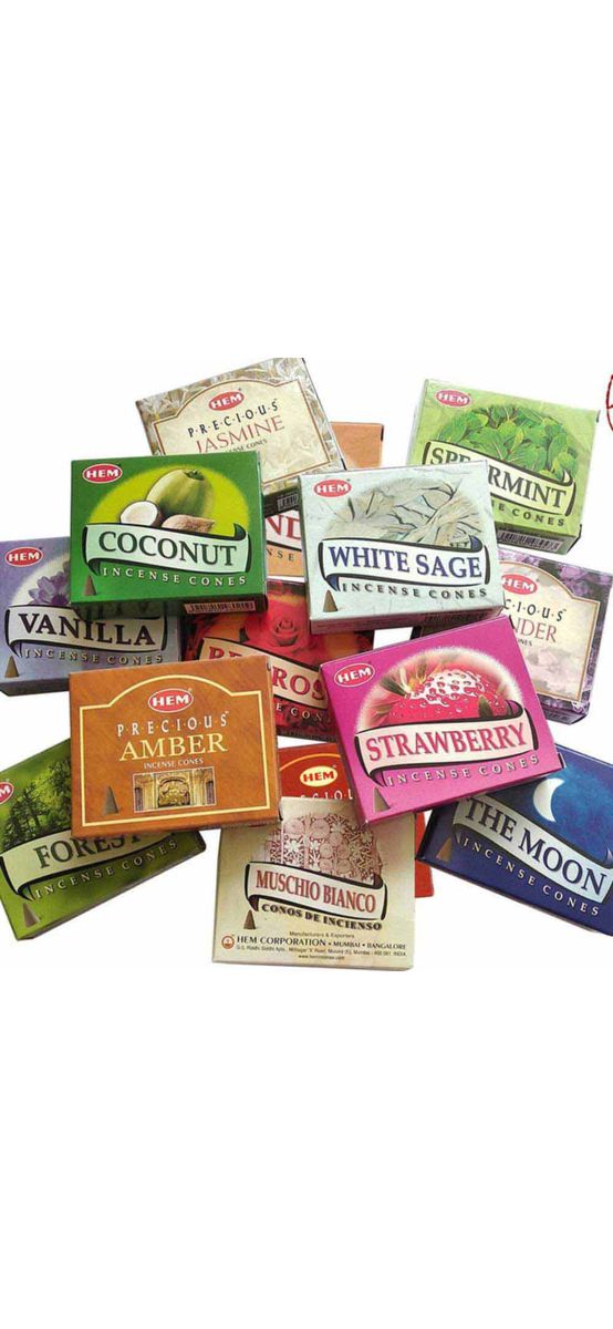 Conuri parfumate Ambra, profesional HEM Amber, aroma orientală și dulce, set 10 conuri (25g) suport metalic inclus