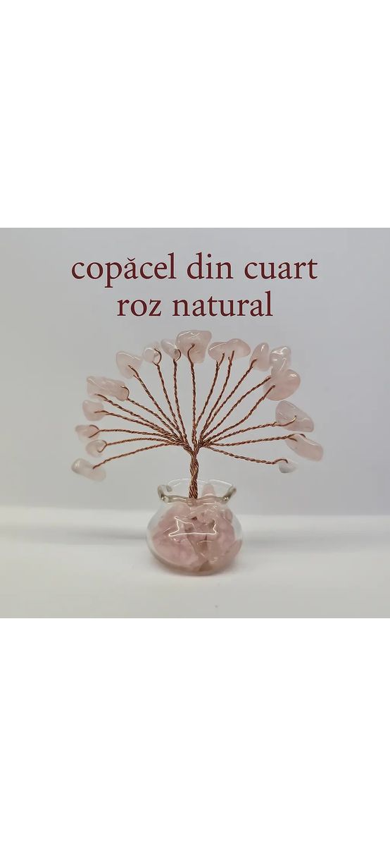 Copacei cristale Cuart Roz, pietre pentru dragoste si familie, 55 mm