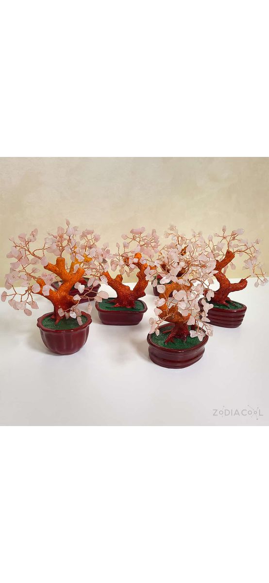 Copac cu pietre semipretioase Cuart Roz, piatra dragostei, ghiveci 16 cm