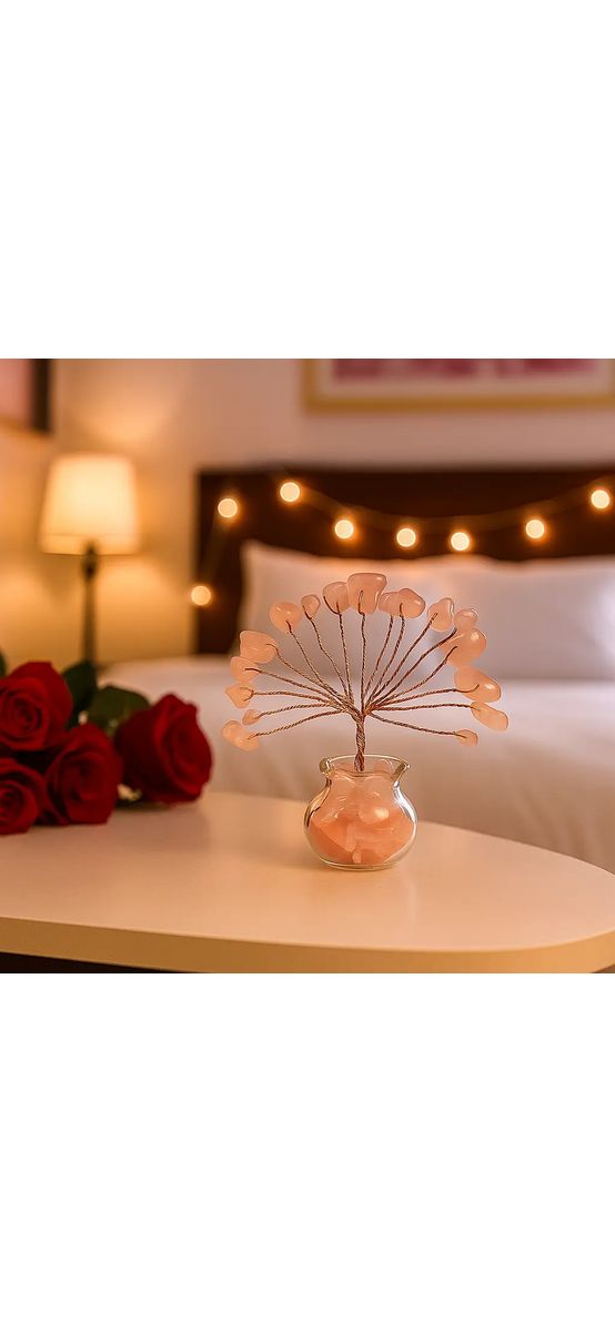 Copacei cristale Cuart Roz, pietre pentru dragoste si familie, 55 mm