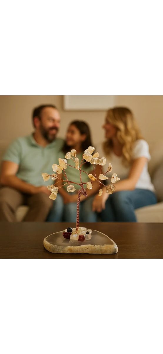 Copac pietre semiprețioase Citrin, piatra banilor, suport geoda plata agat natural