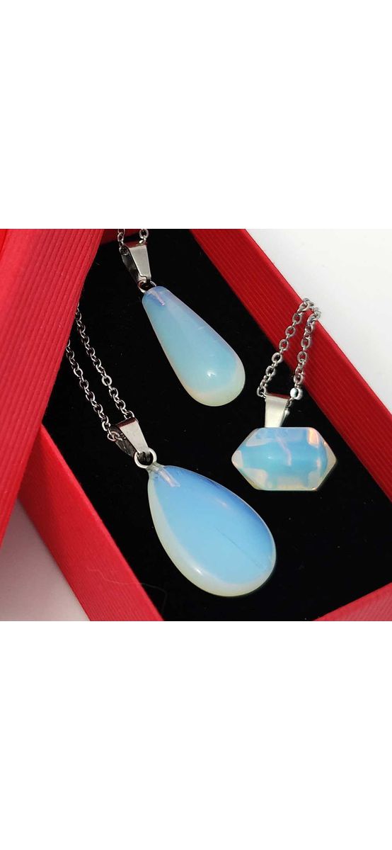 Pandantiv piatra lunii, cristal opal picătură alb bleu 30 mm 