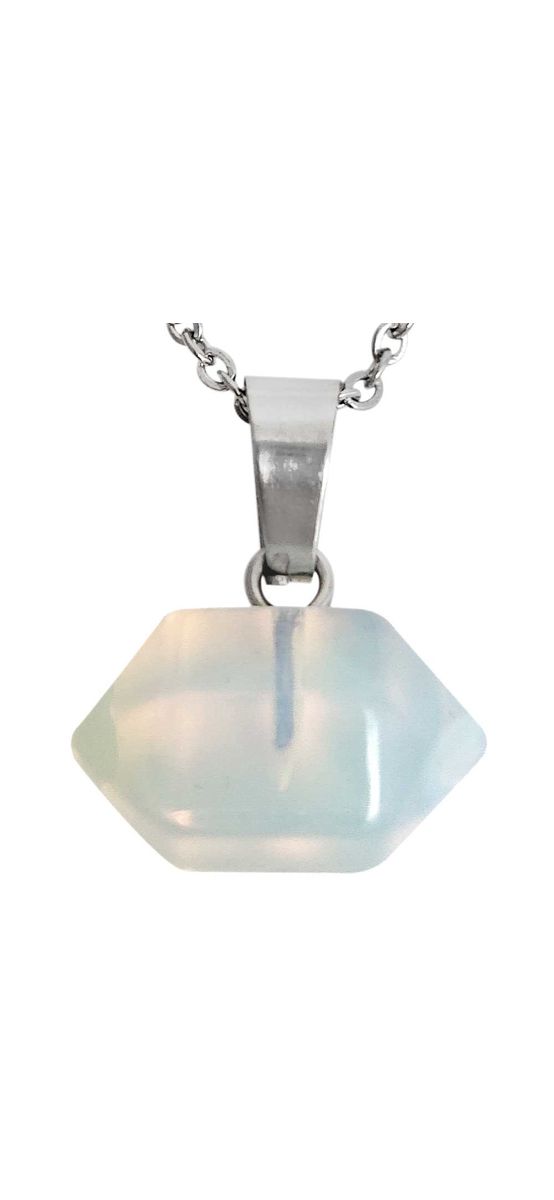 Pandantiv Opal, cristal hexagonal duvlu vârf 15 mm