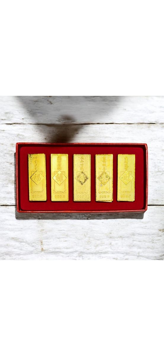 Lingouri cu mantre de bogatie, amuleta feng shui pentru bani, metal auriu