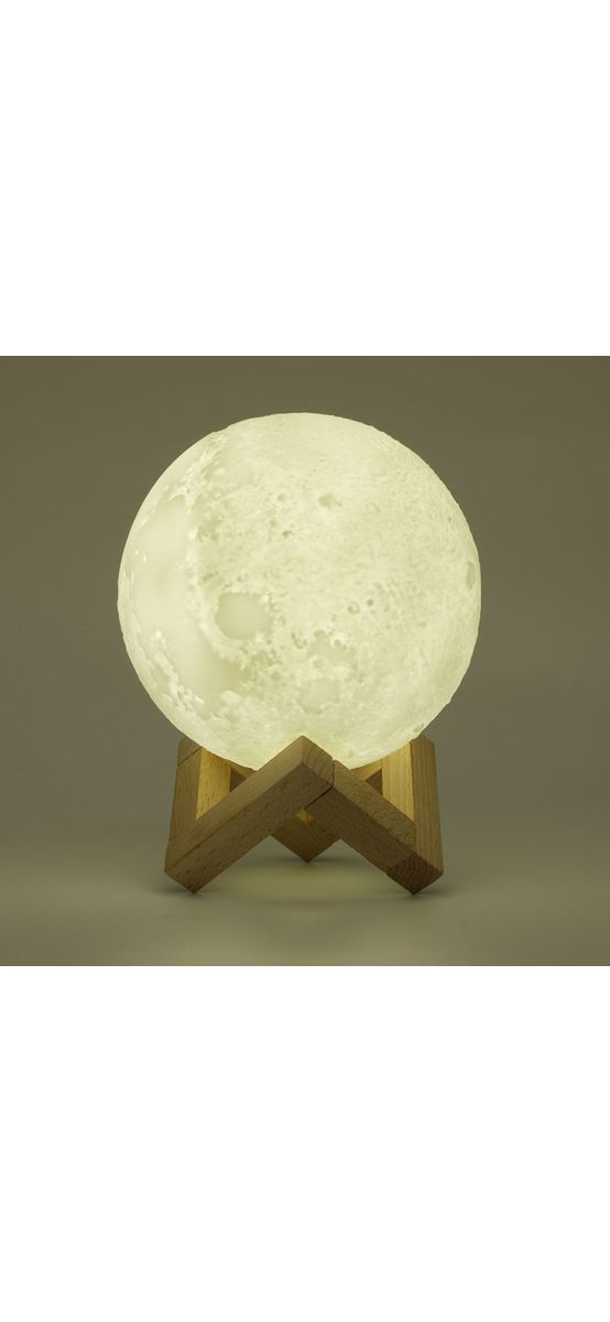 Difuzor aromaterapie Luna, cu umidificator, 13 cm, lumina cu 3 intensitati ale culorii, stand lemn, 880 ml