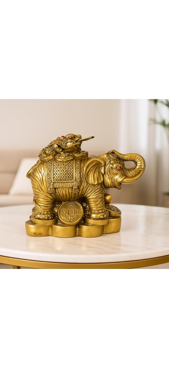 Elefant cu broasca in spate, remediu pentru bani, statueta mare 9 cm