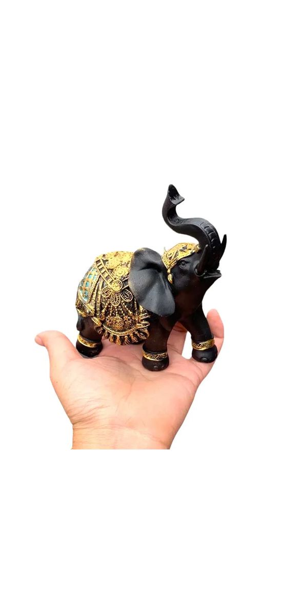 Elefant cu trompa in sus, obiect pentru noroc si prosperitate, negru