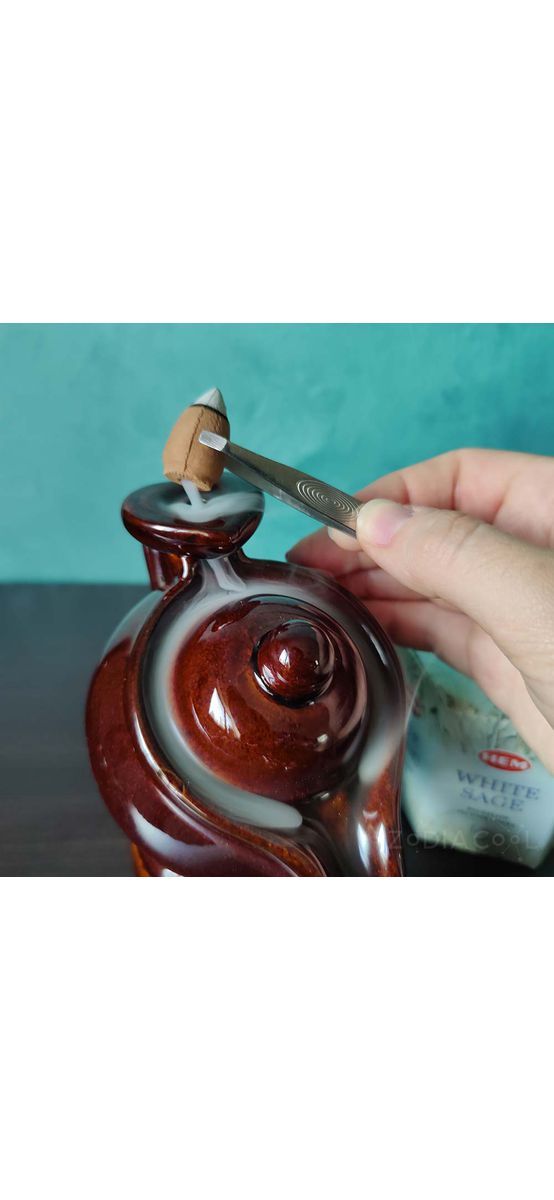 Fântâna Ceainic, suport de aromaterapie pentru conuri backflow, ceramică maro 14 cm