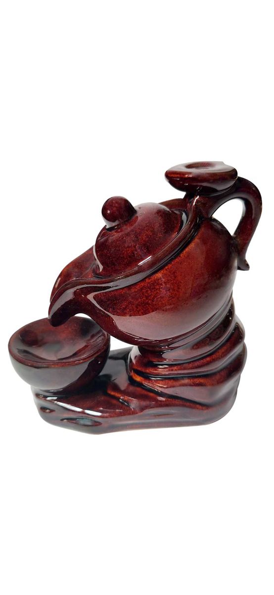 Fântâna Ceainic, suport de aromaterapie pentru conuri backflow, ceramică maro 14 cm