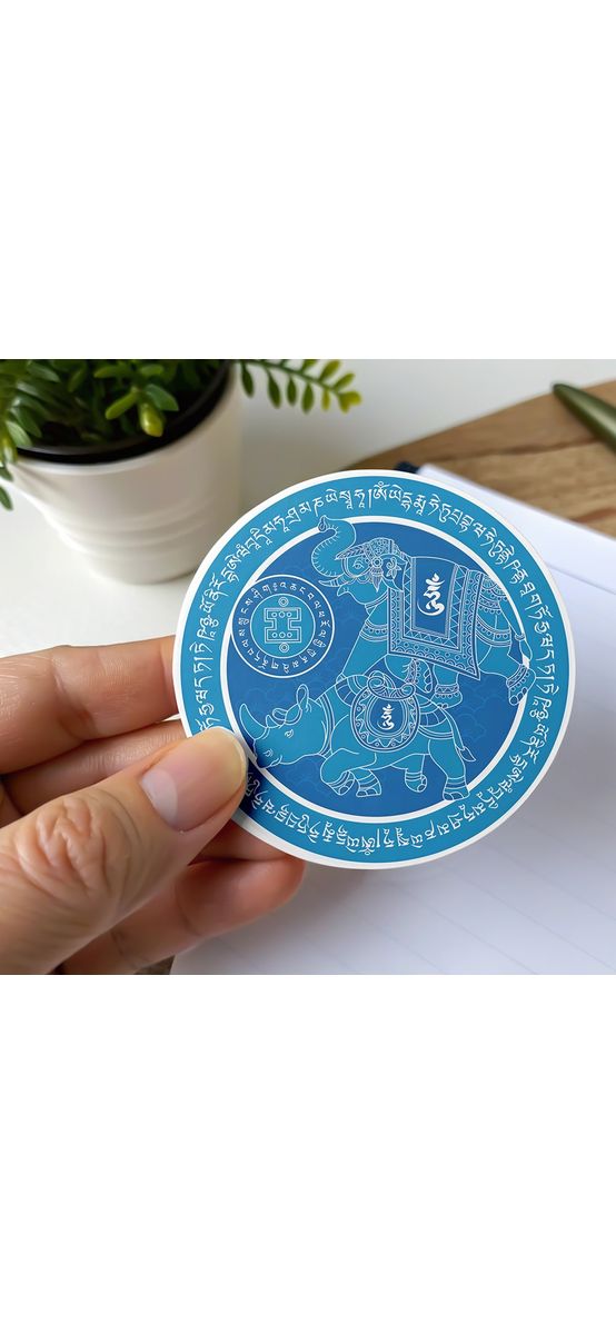 Sticker Elefant si Rinocer albastri 2026, antifurt și împotriva trădărilor