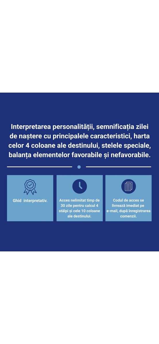 Ghid de interpretare, acces nelimitat 30 zile la calculator Bazi pentru coloanele destinului