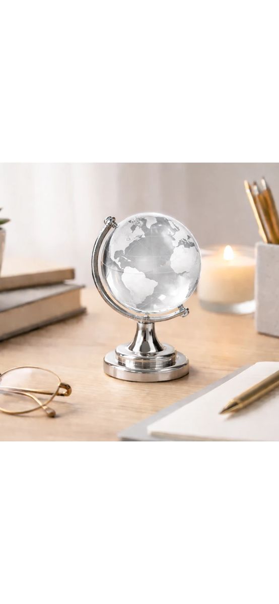 Glob pamantesc, obiect feng shui pentru a spori vanzarile, extinderea afacerii, succes, transparent 50 mm