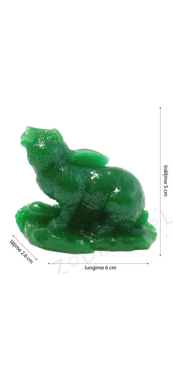 Iepure jad Feng Shui, remediu pentru înțelegere, statueta verde 85 mm