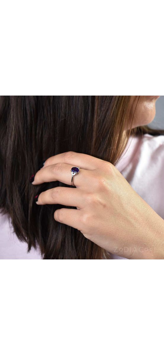 Inel Ametist, piatra fericirii 8 mm oval mov ajustabil