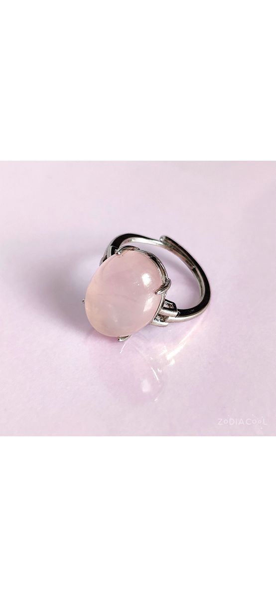 Inel cuart roz, piatra mare 2.7 cm forma marquise, placat cu rodiu, reglabil