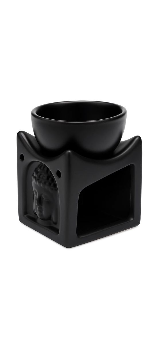 Lampa aromaterapie Budhha, suport de lumanari si ulei sau ceara, difuzor ceramica negru 85 mm